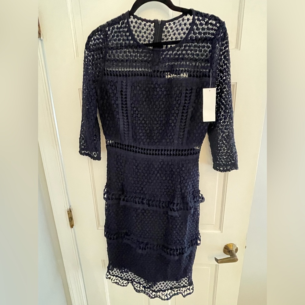 Elegant Navy Lace Dress